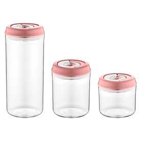 Herzberg Vacuum Storage Jar Set Pink