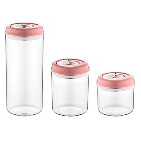 Herzberg Vacuum Storage Jar Set Pink