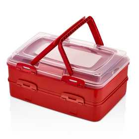 Herzberg Boîte de transport de pâtisseries à emporter en duplex Rouge