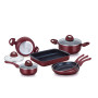 Herzberg HG-9016BR : Batterie de cuisine enduite de marbre 10 pièces - Bourgogne