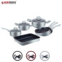 Herzberg Batterie de cuisine enduite de marbre 10 pièces - Argent