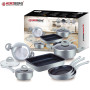 Herzberg Batterie de cuisine enduite de marbre 10 pièces - Argent